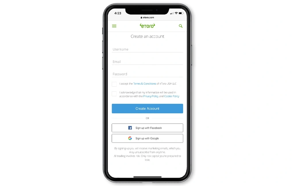 Register and Create an eToro account